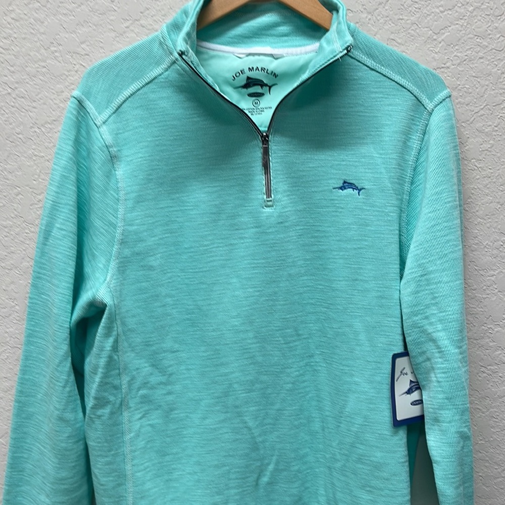 NWT Joe Marlin Aqua Blue quarter Zip Sweatshirt - Picture 3 of 5